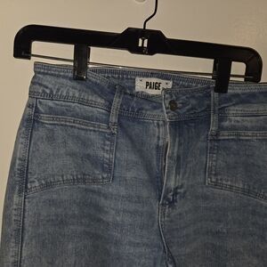 PAIGE Leenuh Slim Wide-Leg Light Blue Vintage Inspired Denim Jeans